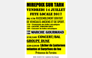 Rassemblement Mirepoix sur Tarn le 14 juillet prochain